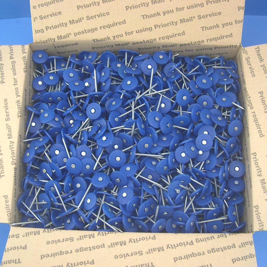 K195B Box of 2000 Blue Hawk Plastic Button Cap 1.75" Roofing Nail Galvanized New eBay